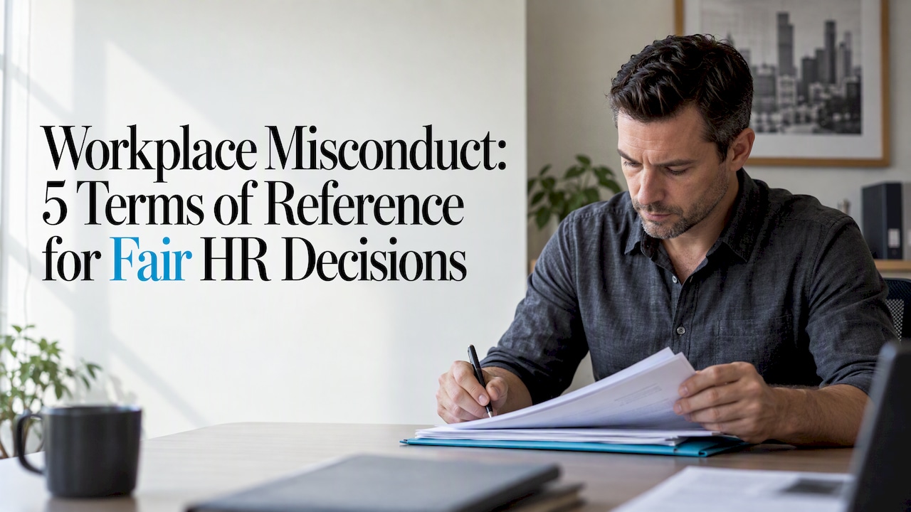HR investigator reviewing workplace investigation paperwork