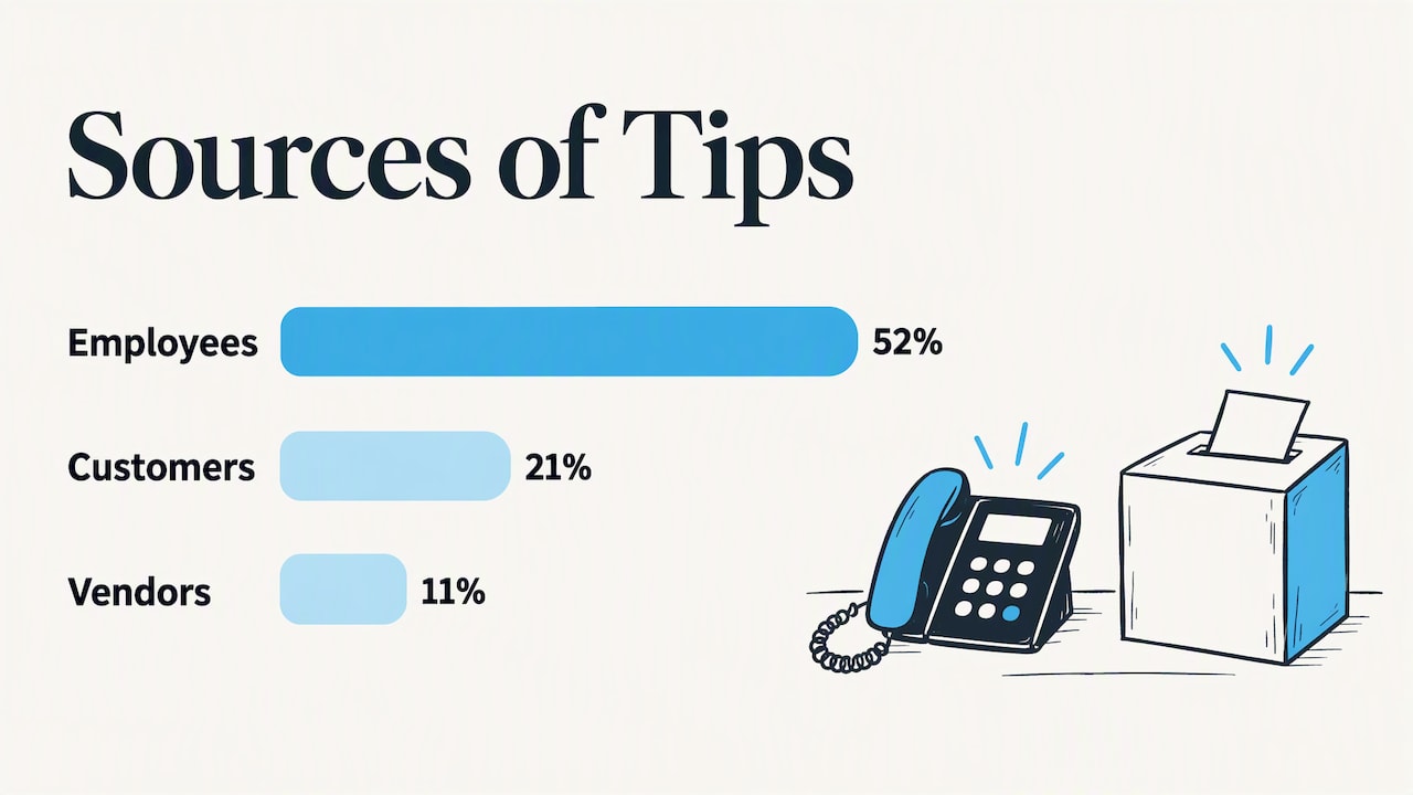 Detection: why a tip line beats a hidden camera — overview diagram