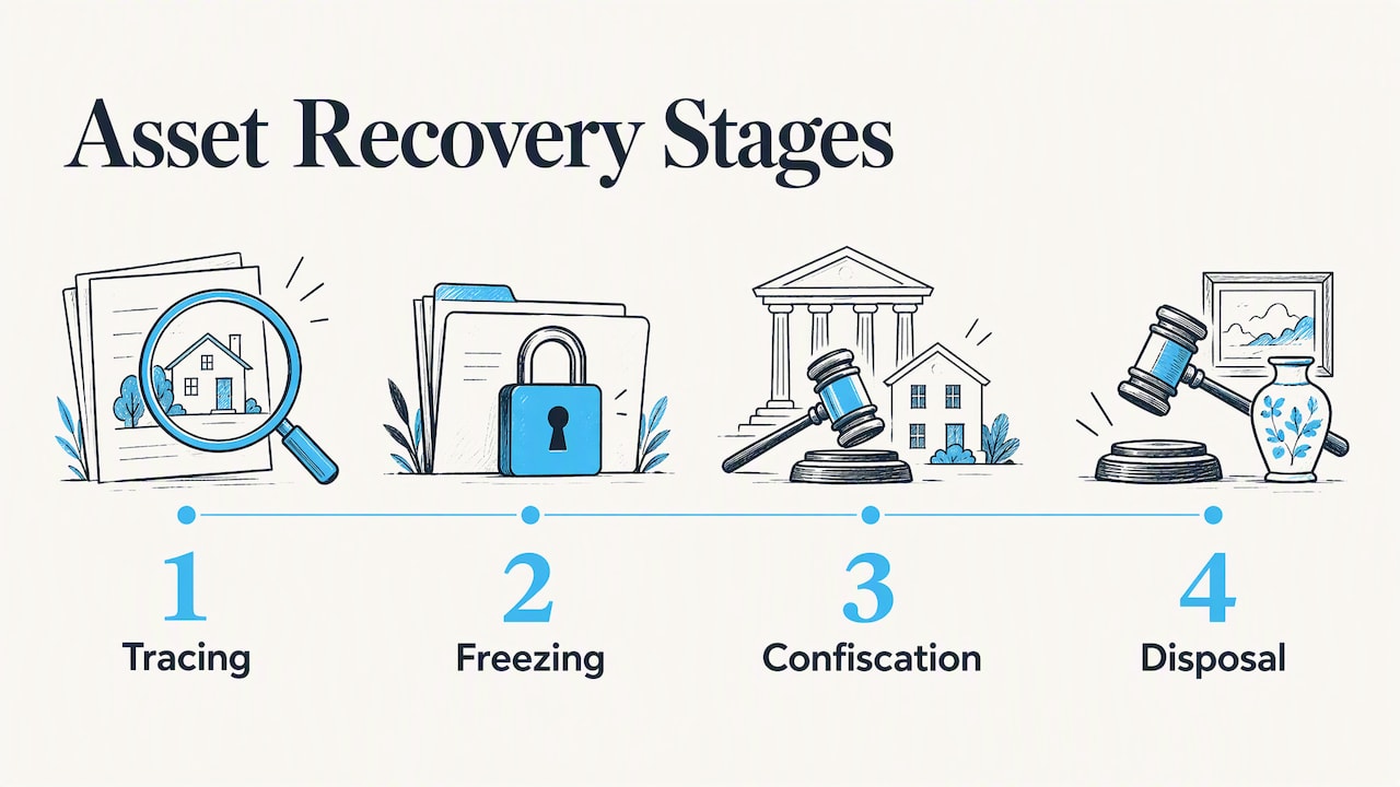 Four stages of the asset recovery process