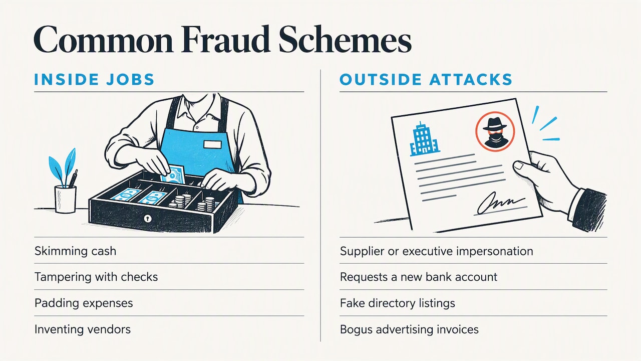 How fraud actually shows up in small businesses — overview diagram