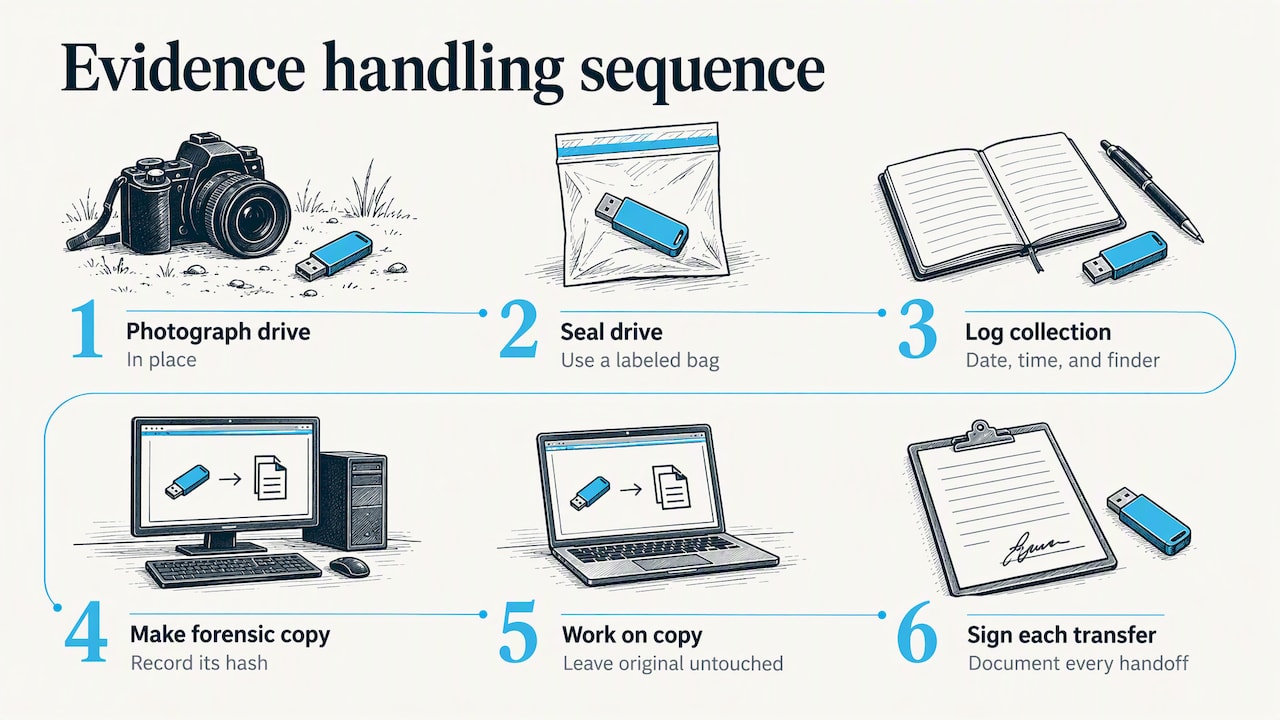 Steps for documenting and transferring digital evidence