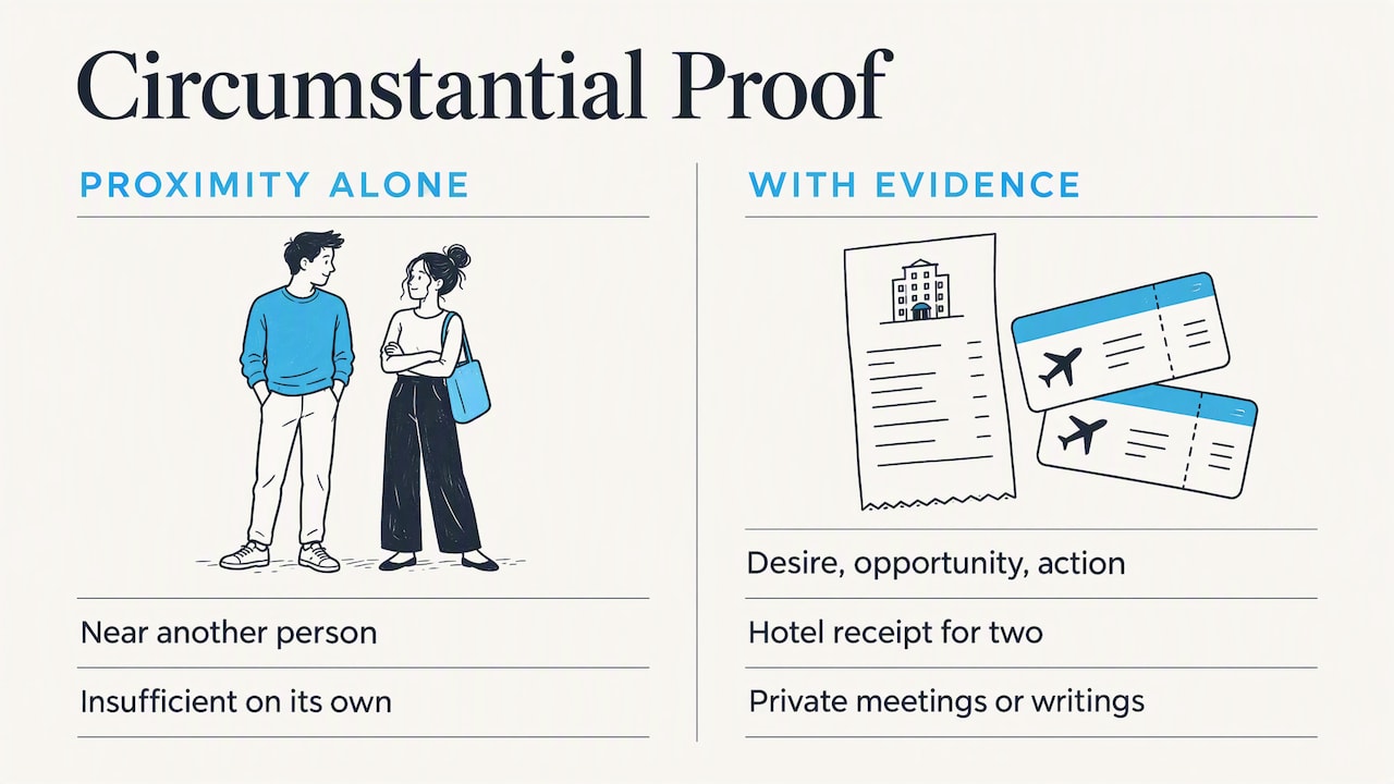 Three factors supporting a circumstantial inference