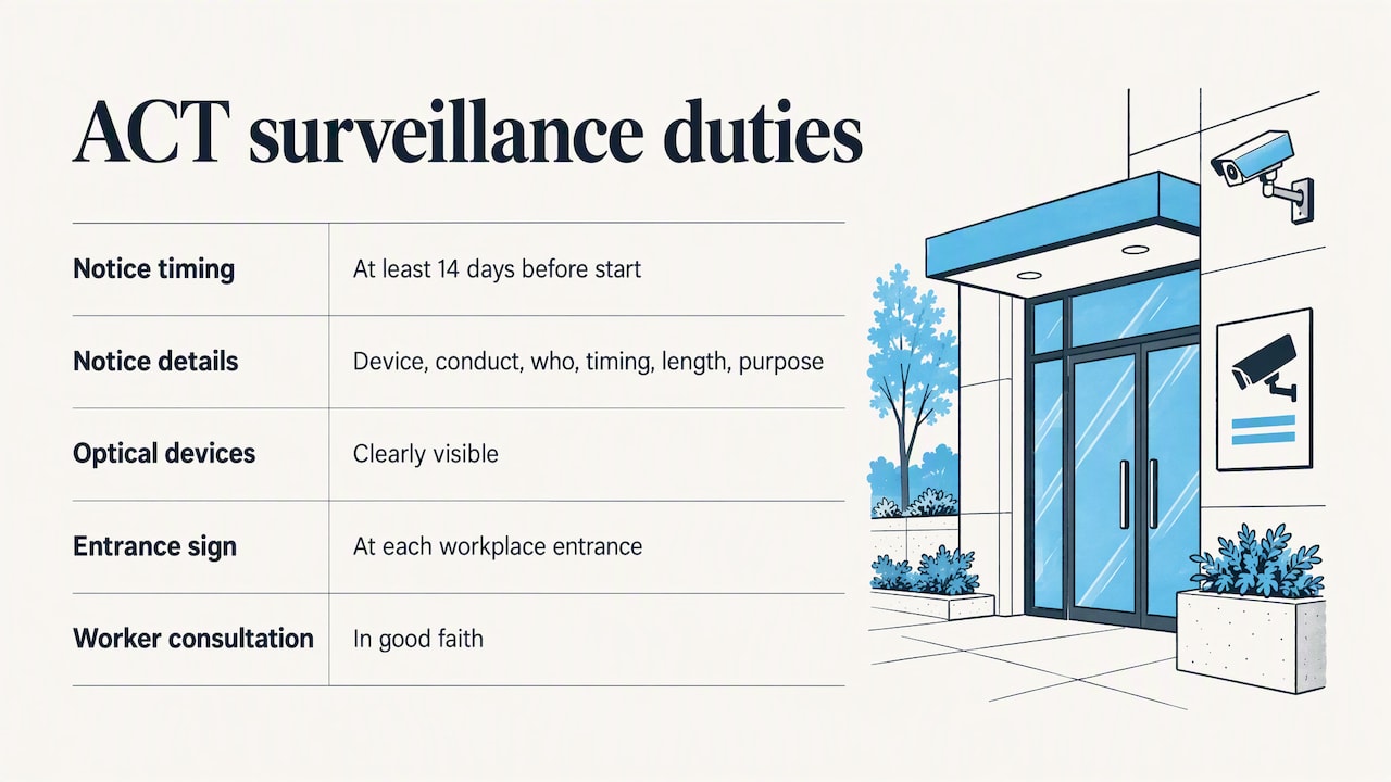 ACT surveillance notice timing and required details